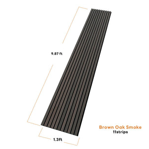 Brown Oak Smoke Acoustic Slat Wood Panel Wall – 100% Real Oak Finish - 9.87ft / 1.3ft -1 Pack image
