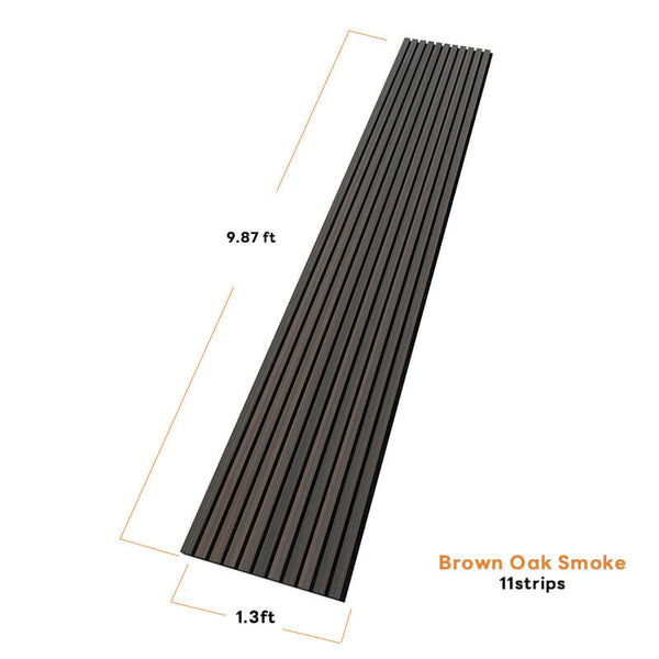 Brown Oak Smoke Acoustic Slat Wood Panel Wall – 100% Real Oak Finish - 9.87ft / 1.3ft -1 Pack image