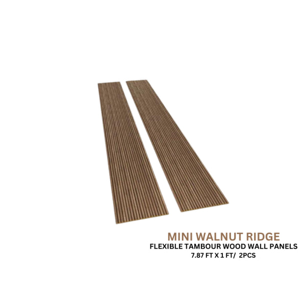 Walnut Mini-Ridge Flexible Wood Panel Wall - Real Oak Finish