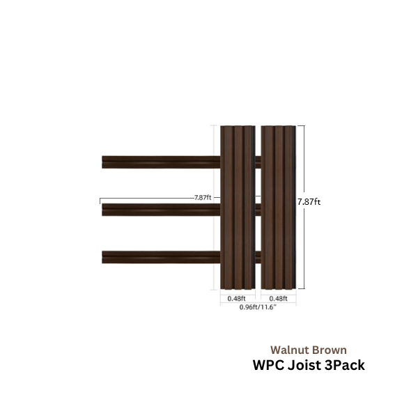 Wood Tech Exterior Siding Wall Panels (Walnut Brown) - All Parts - WPC Joist, 7.87ft image