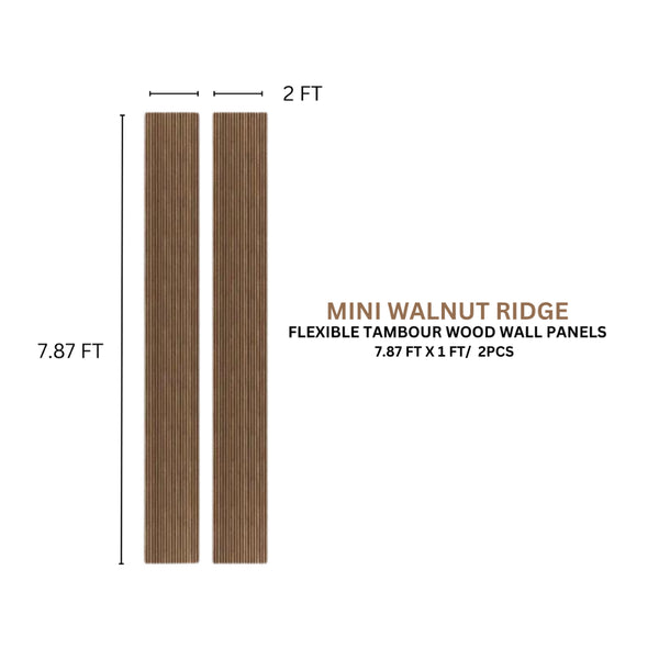 Walnut Mini-Ridge Flexible Wood Panel Wall - Real Oak Finish