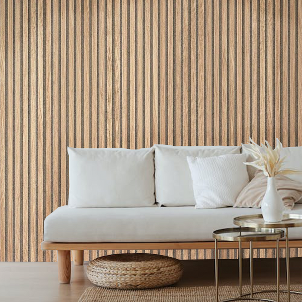 Oak Grey Felt Acoustic Slat Wood Panel Wall - 100% Real Oak Finish image 0