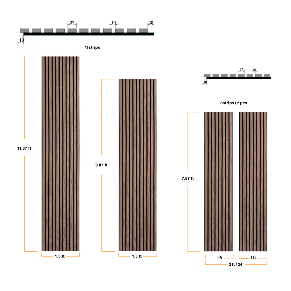 Walnut Acoustic Slat Wood Wall Panels - 100% Real Oak Finish image 0