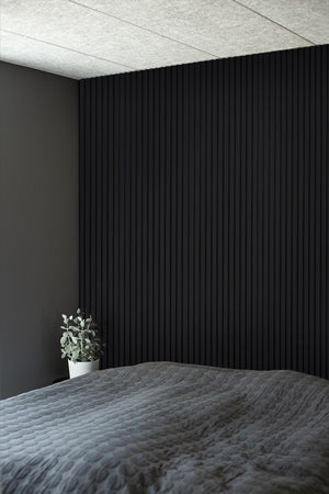 Black Acoustic Slat Wood Wall Panels - 100% Real Oak Finish image 7