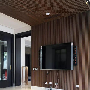 Walnut Acoustic Slat Wood Wall Panels - 100% Real Oak Finish image 4