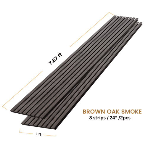 Brown Oak Smoke Acoustic Slat Wood Panel Wall – 100% Real Oak Finish - 7.87ft / 1ft - 2 Pack image