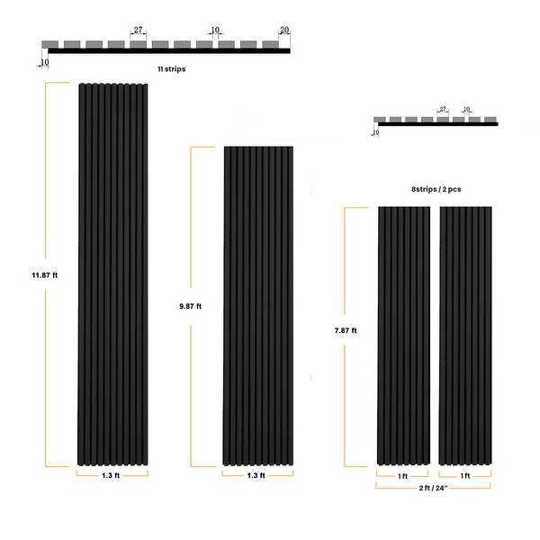 Black Acoustic Slat Wood Wall Panels - 100% Real Oak Finish image 1