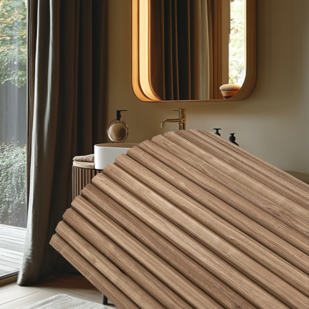 Walnut Slat Flexible Wood Panel Wall - Real Oak Finish image 0