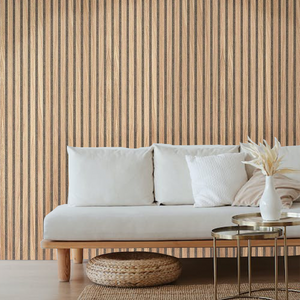 Oak Grey Felt Acoustic Slat Wood Panel Wall - 100% Real Oak Finish image 4
