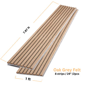 Oak Grey Felt Acoustic Slat Wood Panel Wall - 100% Real Oak Finish image 1