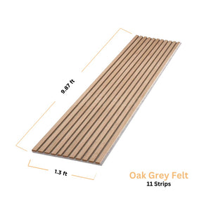 Oak Grey Felt Acoustic Slat Wood Panel Wall - 100% Real Oak Finish - 9.87ft / 1.3ft - 1 Pack image