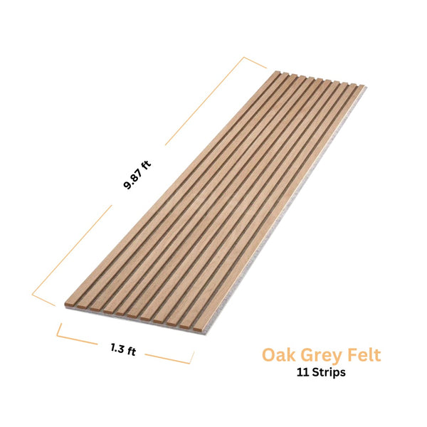 Oak Grey Felt Acoustic Slat Wood Panel Wall - 100% Real Oak Finish - 9.87ft / 1.3ft - 1 Pack image