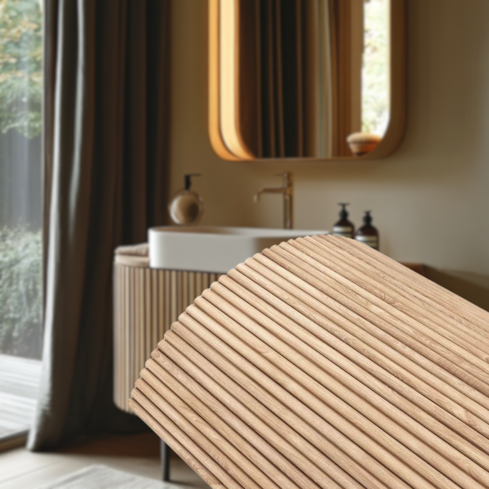 Oak Slat Flexible Wood Panel Wall - Real Oak Finish - 7.87ft / 1ft - 2 Pack image