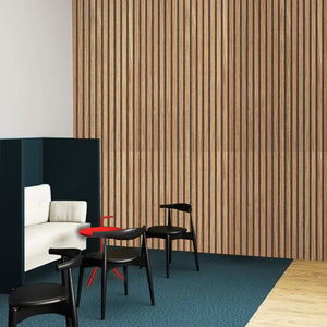 Oak Grey Felt Acoustic Slat Wood Panel Wall - 100% Real Oak Finish image 5