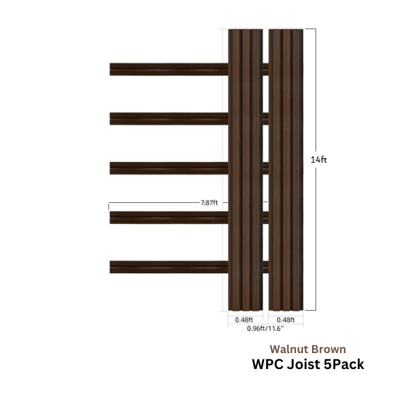 Wood Tech Exterior Siding Wall Panels (Walnut Brown) - All Parts - WPC Joist, 14ft image