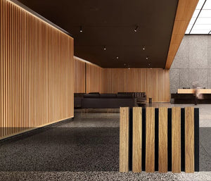 Walnut Acoustic Slat Wood Wall Panels - 100% Real Oak Finish image 2