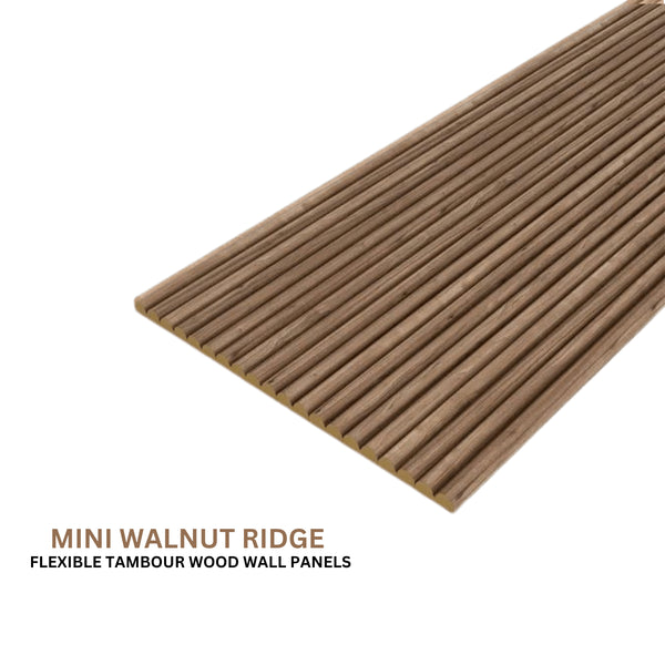 Walnut Mini-Ridge Flexible Wood Panel Wall - Real Oak Finish