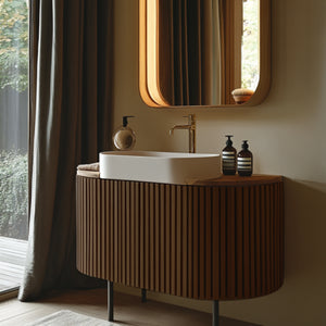 Walnut Slat Flexible Wood Panel Wall - Real Oak Finish
