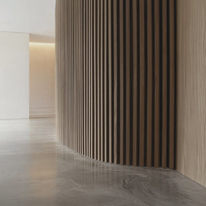 Walnut Slat Flexible Wood Panel Wall - Real Oak Finish
