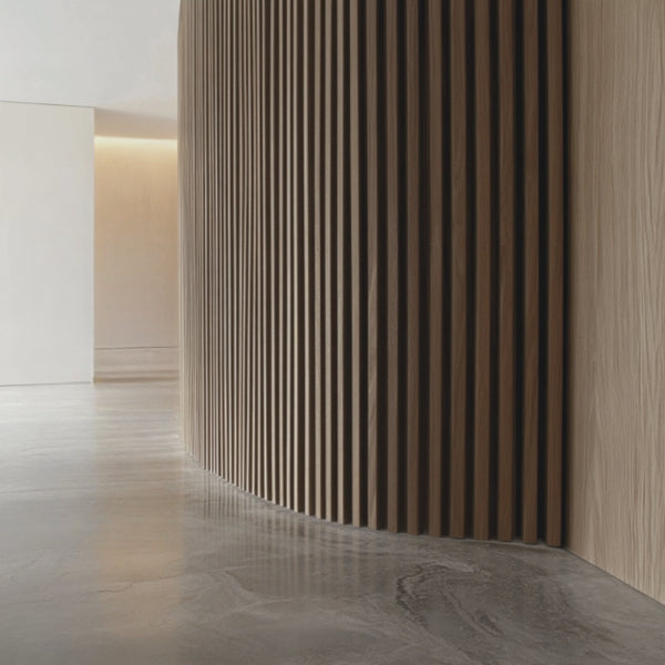 Walnut Slat Flexible Wood Panel Wall - Real Oak Finish
