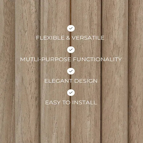 Walnut Slat Flexible Wood Panel Wall - Real Oak Finish